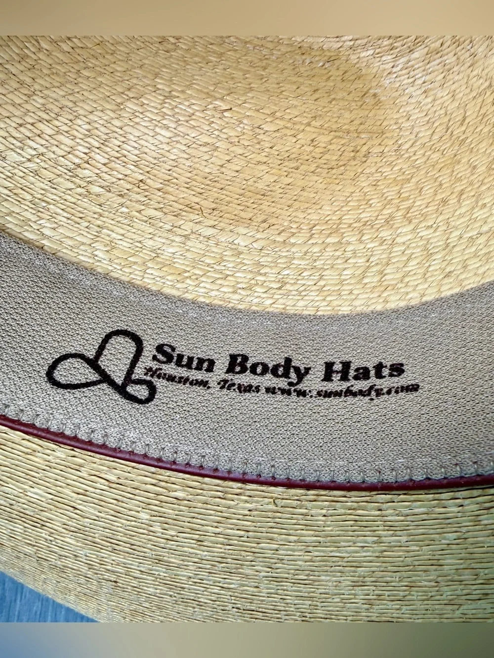 SunBody Hats Palm Leaf Wide Brim Hat Zigzag Leather Band Summer Resort Beach 7
